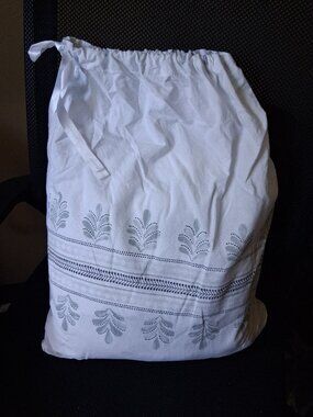 Boll & Branch White with Grey Accents KING/Cal.K Duvet Cover 3 PCS Set. FLAW